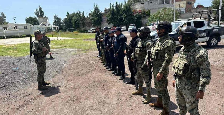 Marina y Policía Municipal refuerzan seguridad en Texmelucan con adiestramiento táctico
