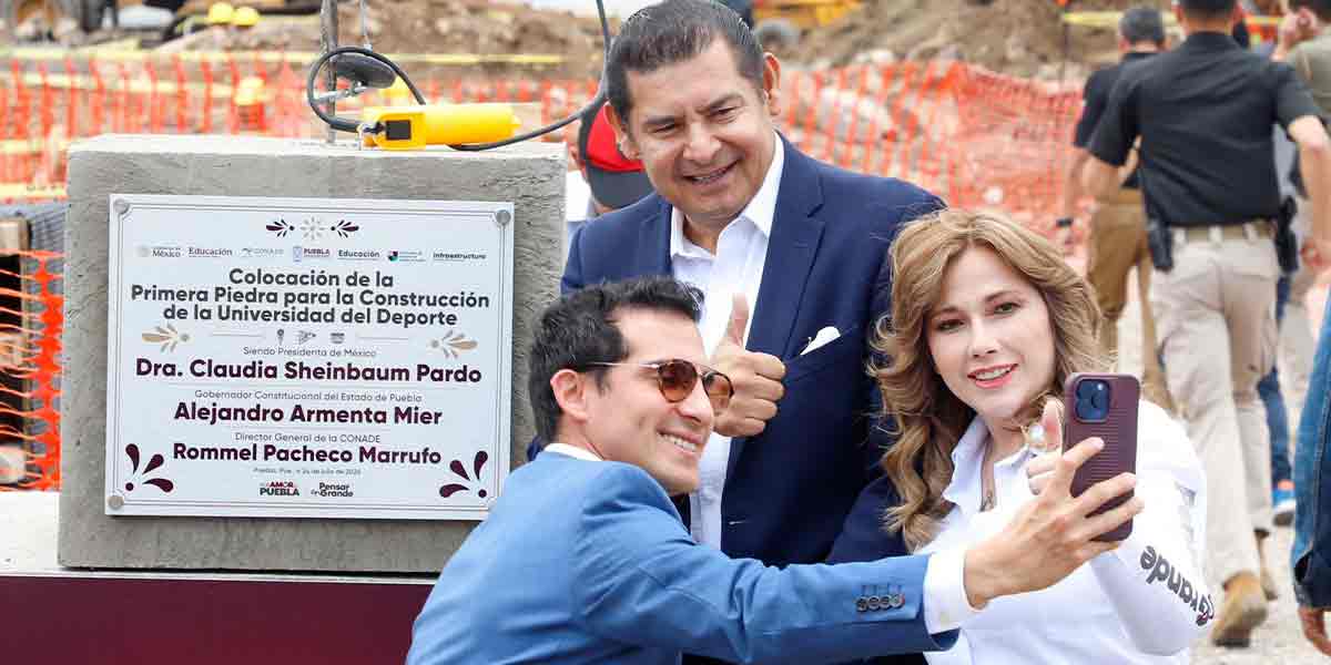 En Puebla se hacen las cosas bien, reconoce Rommel Pacheco, al arrancar construcción de Universidad del Deporte