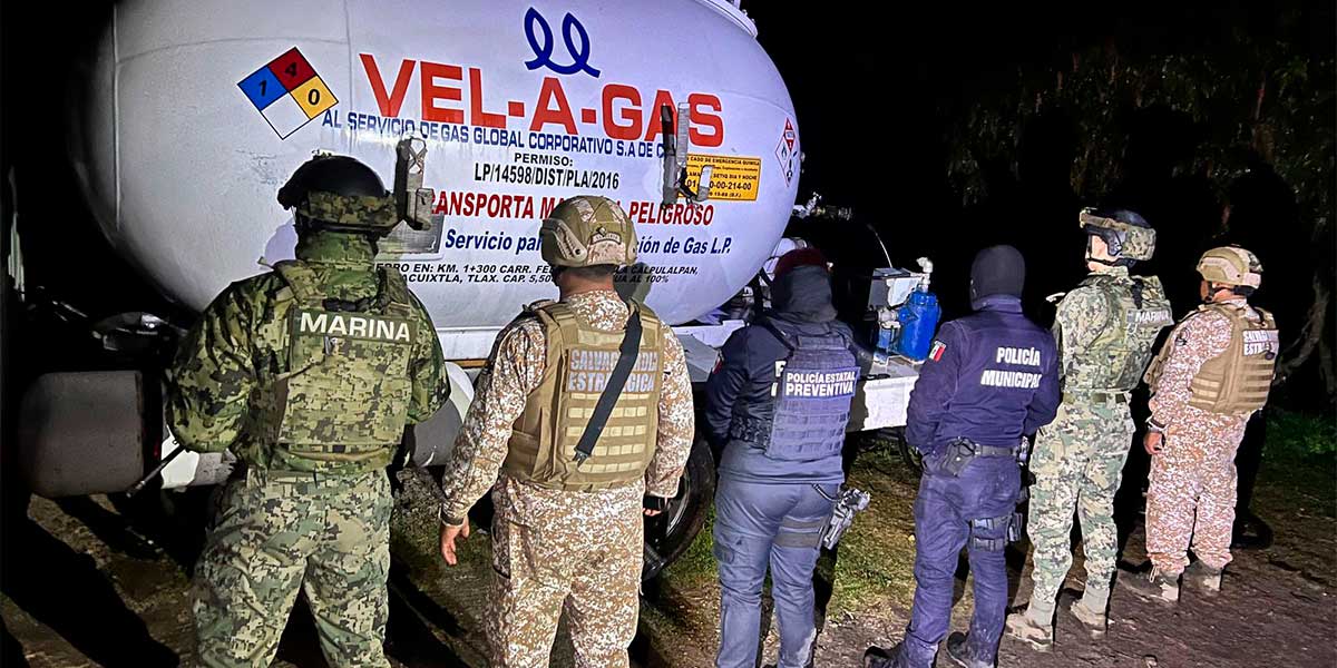 POLICÍA DE TEXMELUCAN ASEGURÓ PIPA EMPLEADA PARA TRASLADO Y VENTA ILEGAL DE GAS