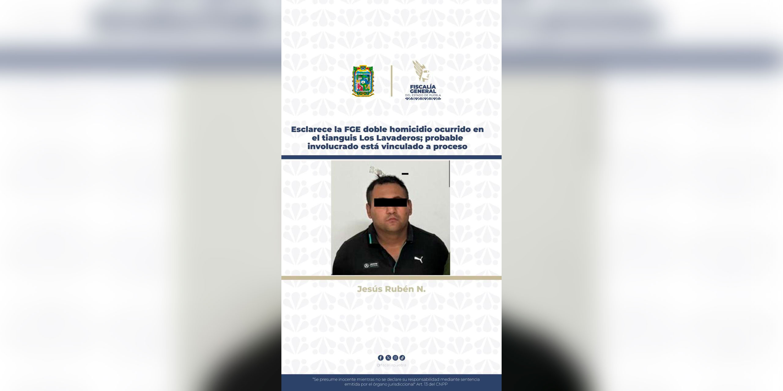 Esclarece la FGE doble homicidio ocurrido en el tianguis Los Lavaderos; probable involucrado está vinculado a proceso