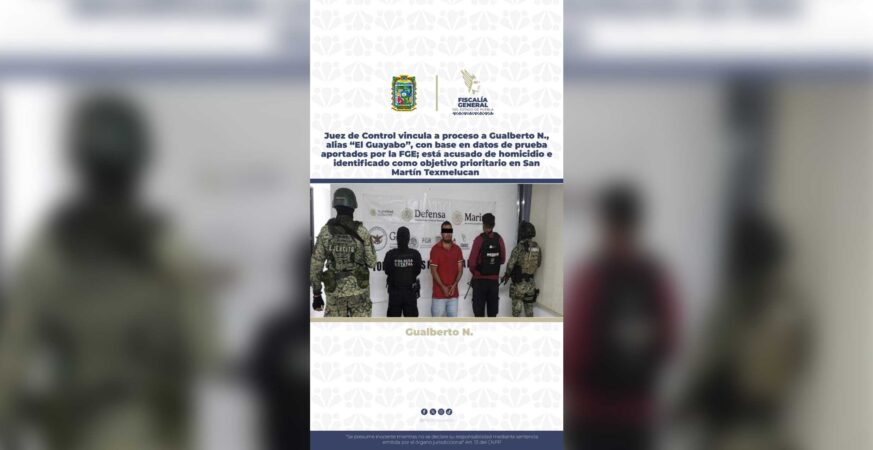 Juez de Control vincula a proceso a Gualberto N., alias “El Guayabo”, con base en datos de prueba aportados por la FGE; está acusado de homicidio e identificado como objetivo prioritario en San Martín Texmelucan