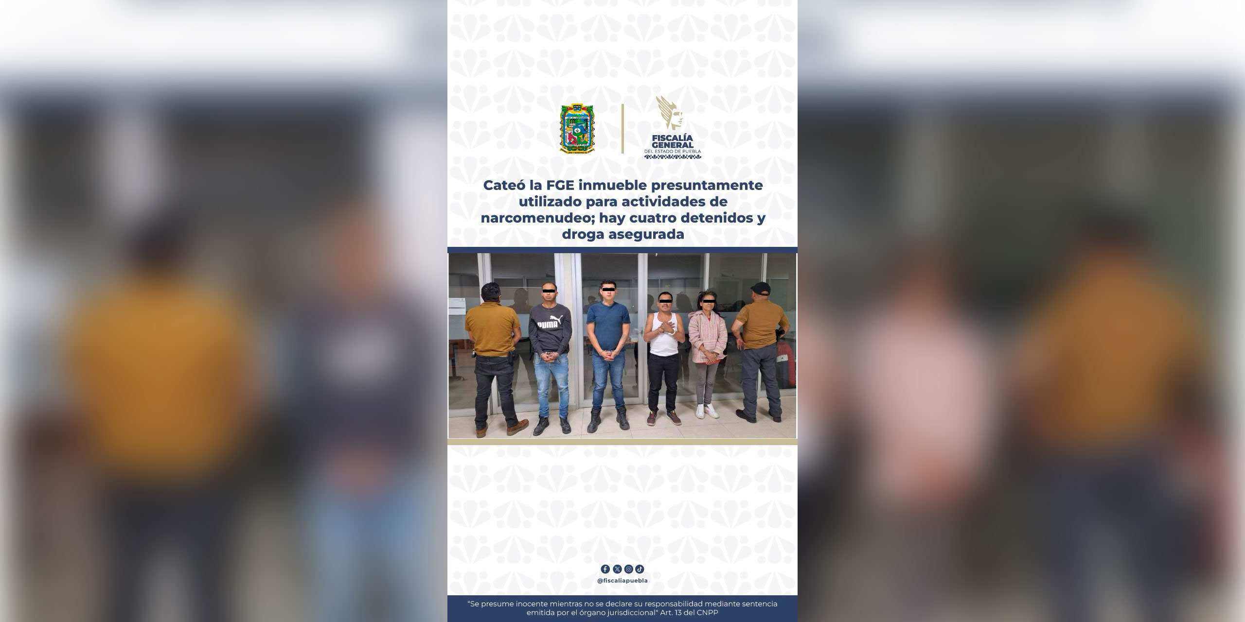 Cateó la FGE inmueble presuntamente utilizado para actividades de narcomenudeo; hay cuatro detenidos y droga asegurada