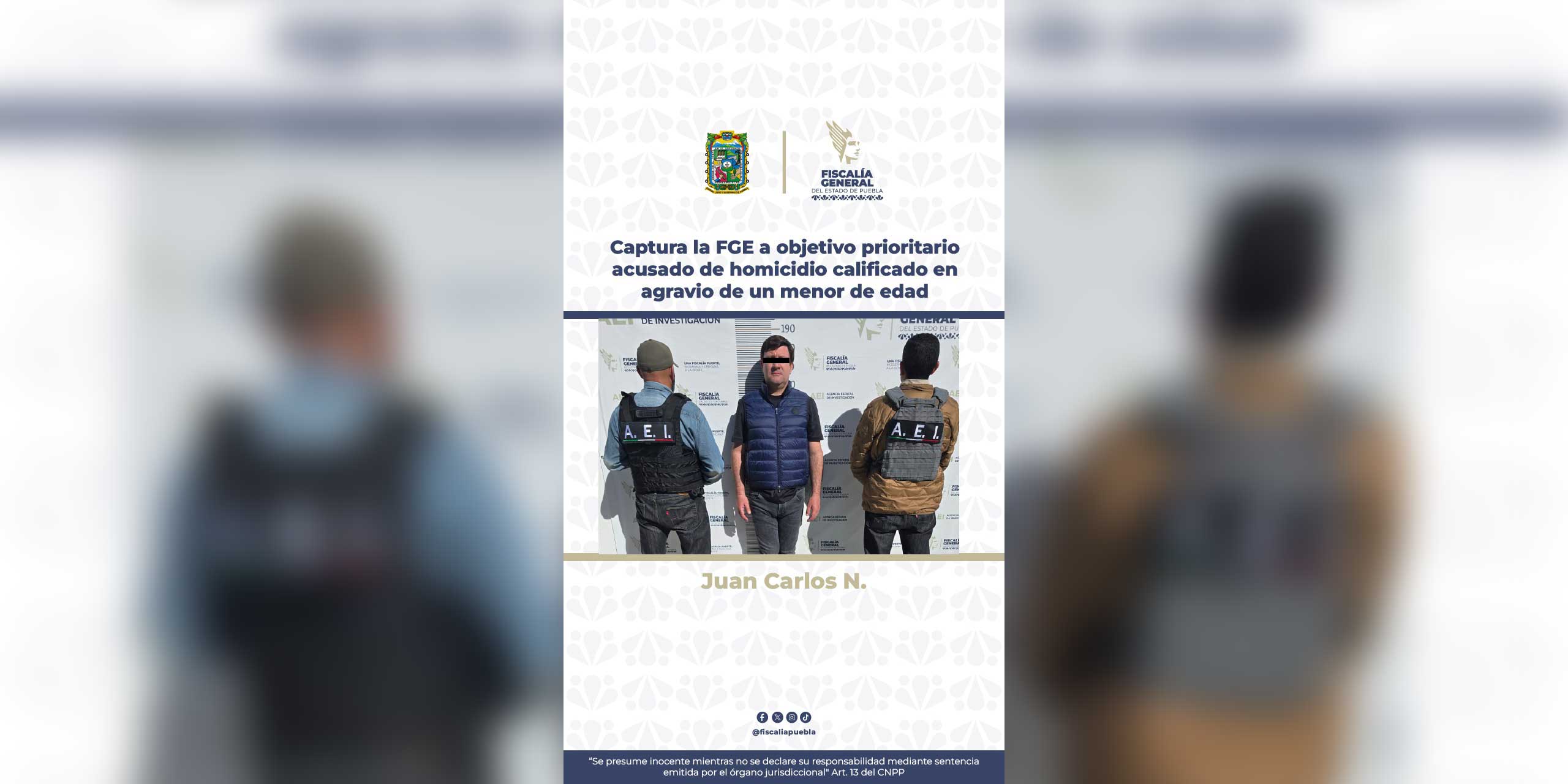 Captura la FGE a objetivo prioritario acusado de homicidio calificado en agravio de un menor de edad