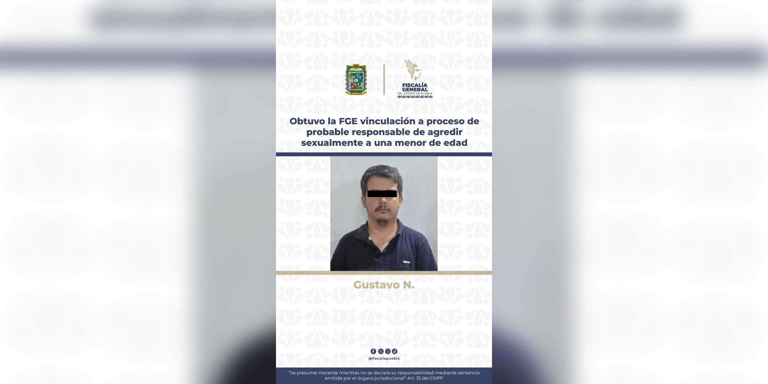 Obtuvo la FGE vinculación a proceso de probable responsable de agredir sexualmente a una menor de edad