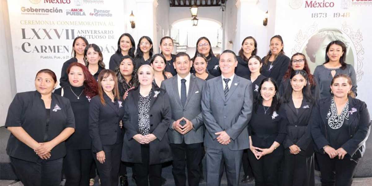 En memoria de Carmen Serdán, luchadora social, el Gobierno de Puebla reafirma su compromiso con protección a las mujeres