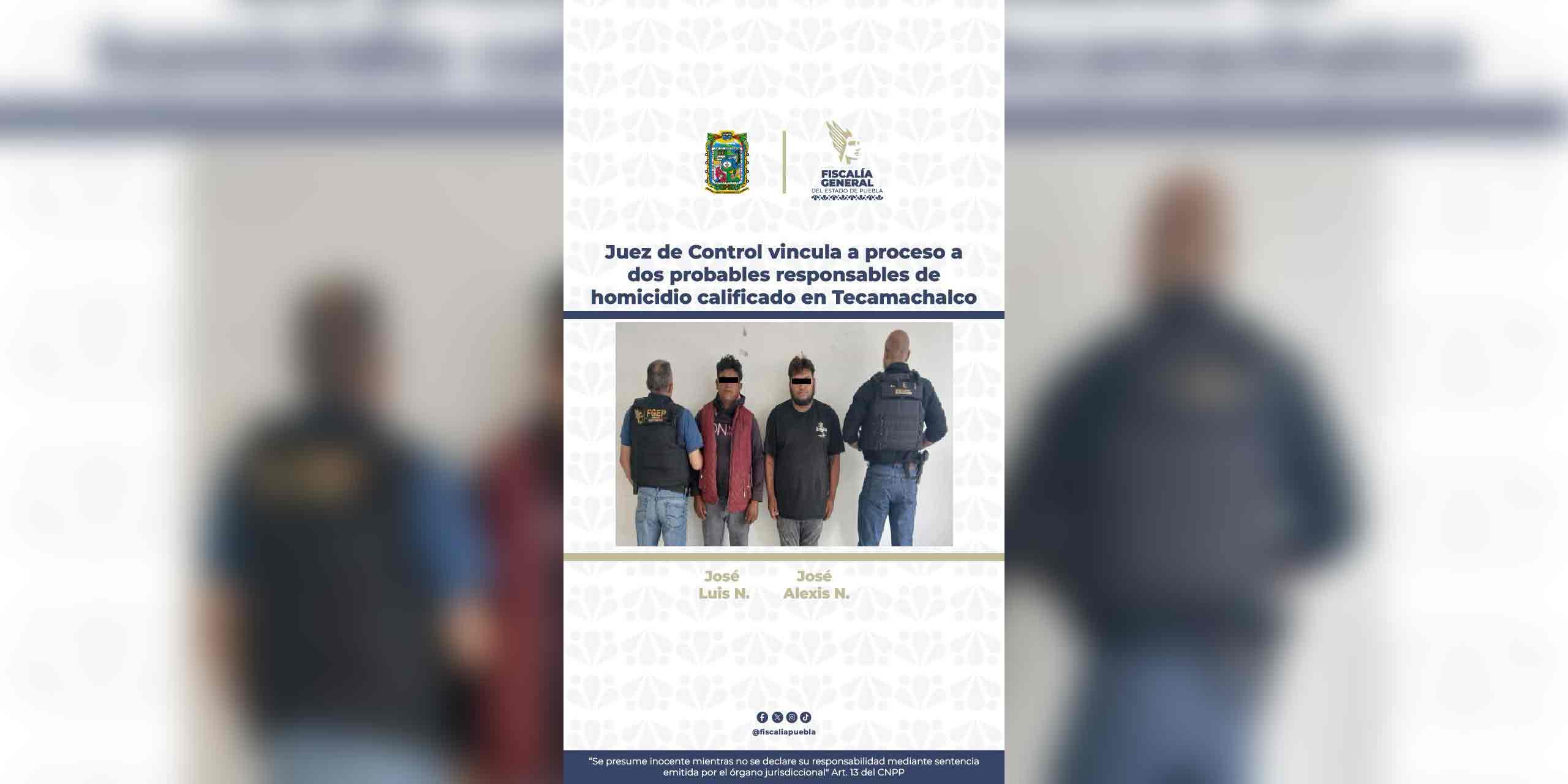 Juez de Control vincula a proceso a dos probables responsables de homicidio calificado en Tecamachalco