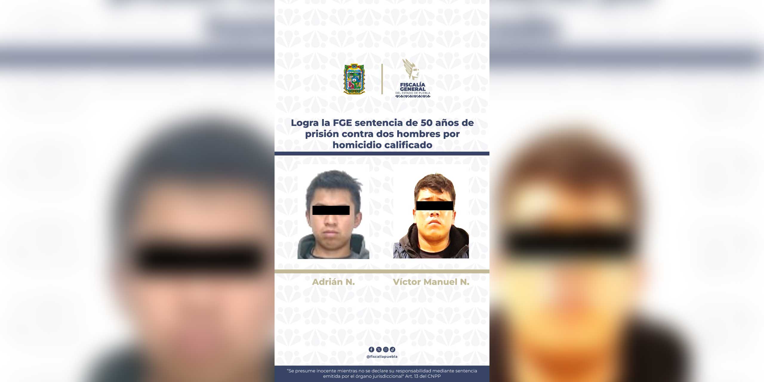 Logra la FGE sentencia de 50 años de prisión contra dos hombres por homicidio calificado