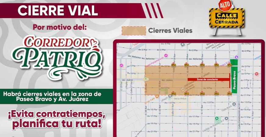 Cierres viales y medidas de movilidad por Corredor Patrio 2025