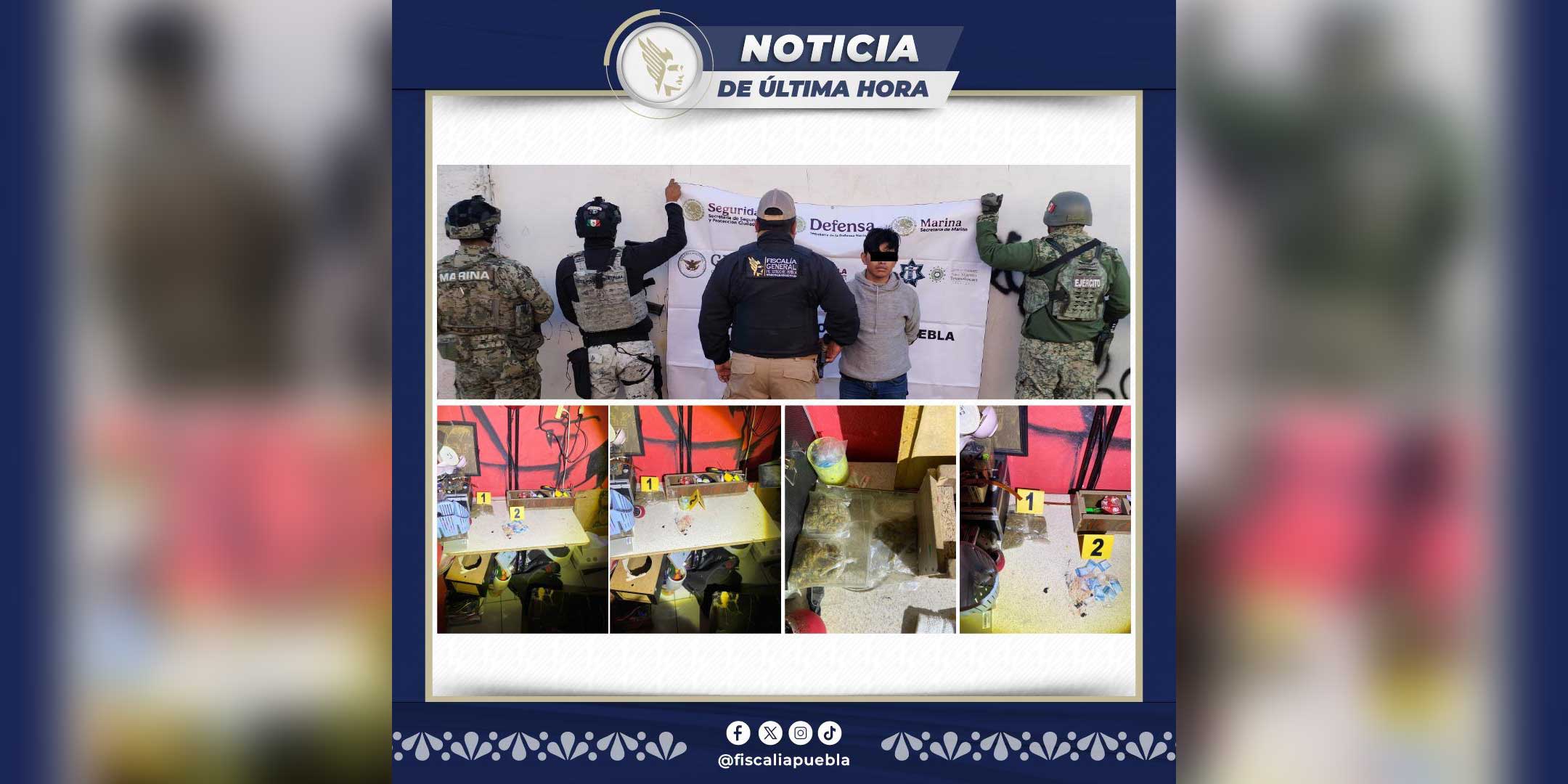 Cateo en Huejotzingo: Fiscalía de Puebla detiene a presunto narcomenudista con apoyo de fuerzas federales
