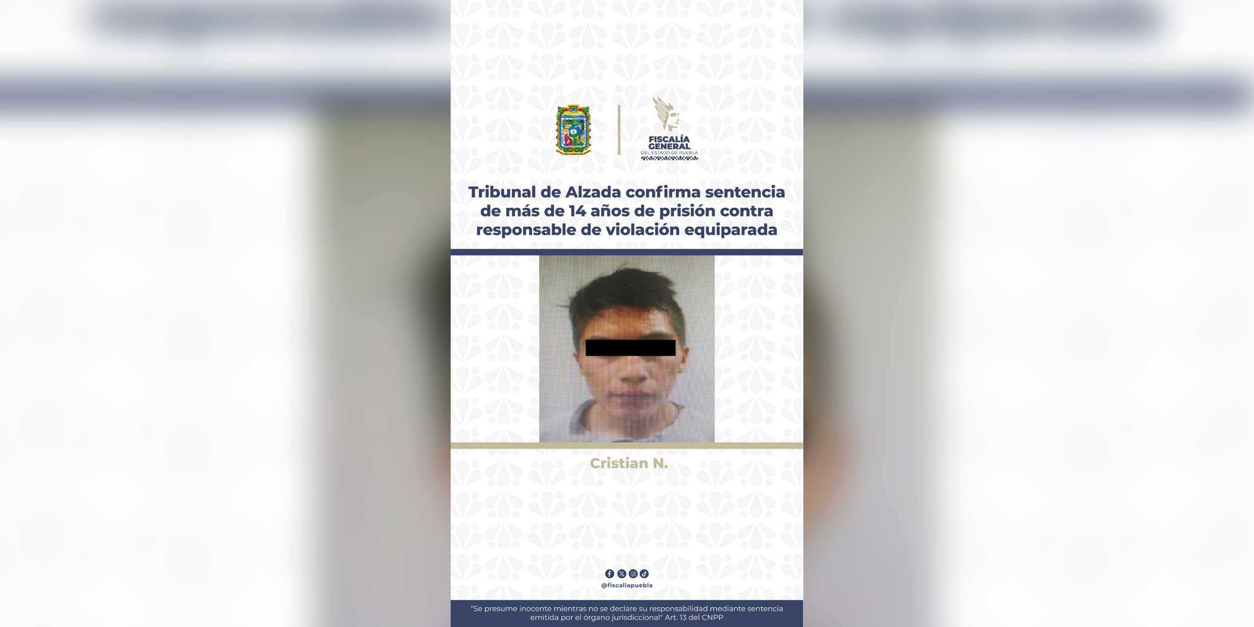 Tribunal de Alzada confirma sentencia de más de 14 años de prisión contra responsable de violación equiparada