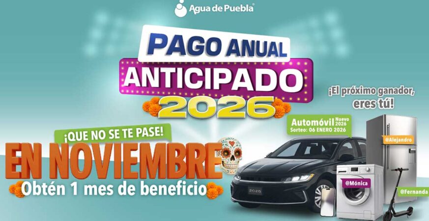 Agua de Puebla ofrece ambos programas del 10 al 30 de noviembre