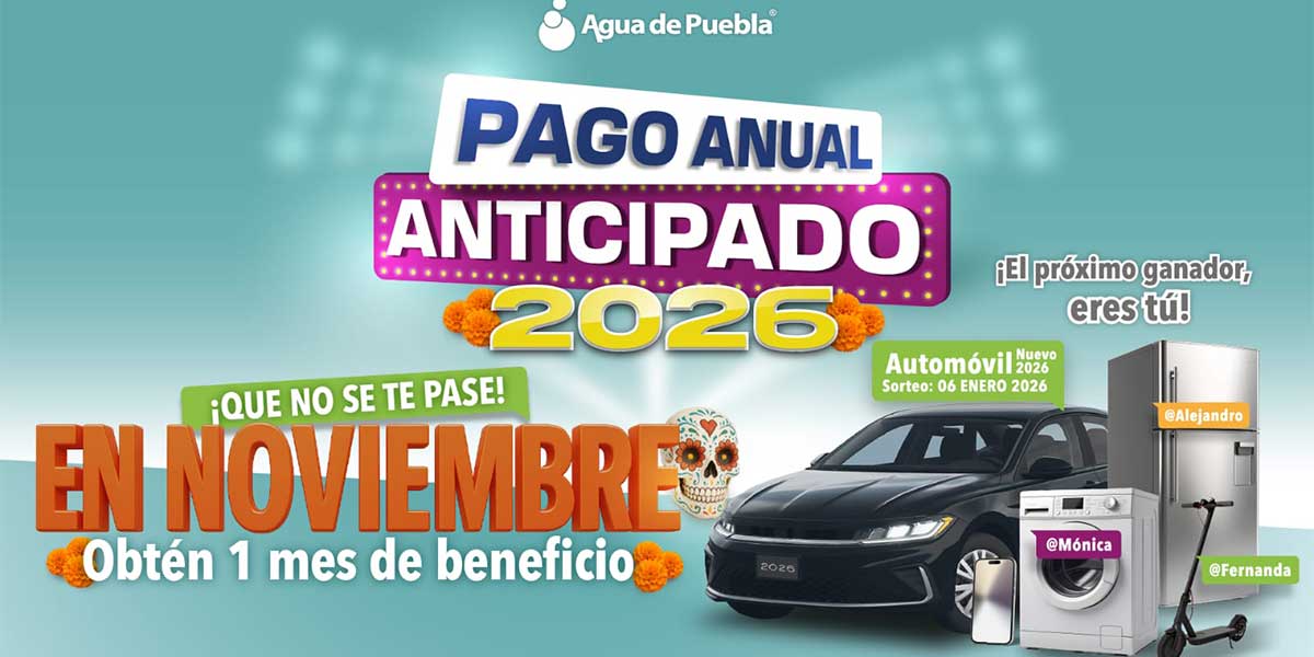 Agua de Puebla ofrece ambos programas del 10 al 30 de noviembre