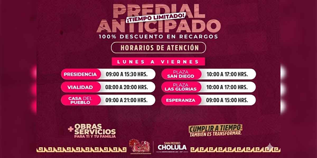 Última semana de máximos descuentos en el Predial en San Pedro Cholula