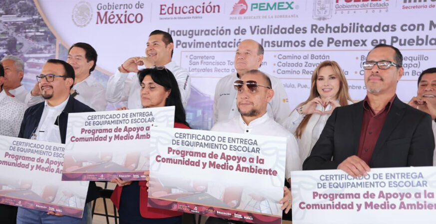 Por eficaz combate al huachicol, Pemex incrementa 7 veces donación de materiales para pavimentación a Puebla