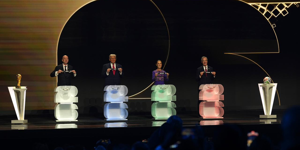 ESTAMOS ORGULLOSOS Y ORGULLOSAS DE RECIBIR POR TERCERA VEZ LA COPA MUNDIAL. TENEMOS UN PUEBLO EXTRAORDINARIO: PRESIDENTA CLAUDIA SHEINBAUM EN SORTEO FIFA 2026