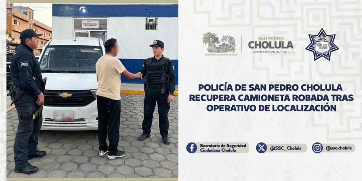 Policía de San Pedro Cholula recupera camioneta robada tras operativo de localización