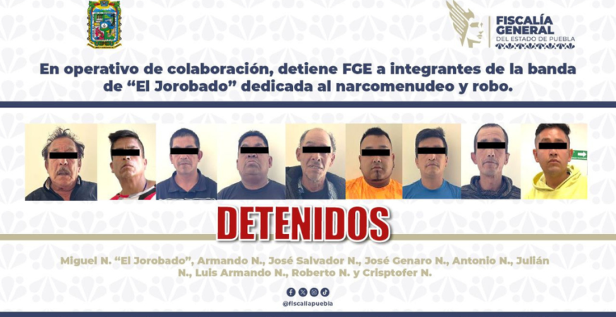 En operativo de colaboración, detiene FGE a integrantes de la banda de “El Jorobado” dedicada al narcomenudeo y robo