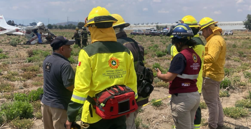 Protección Civil labora en accidente de aeronave