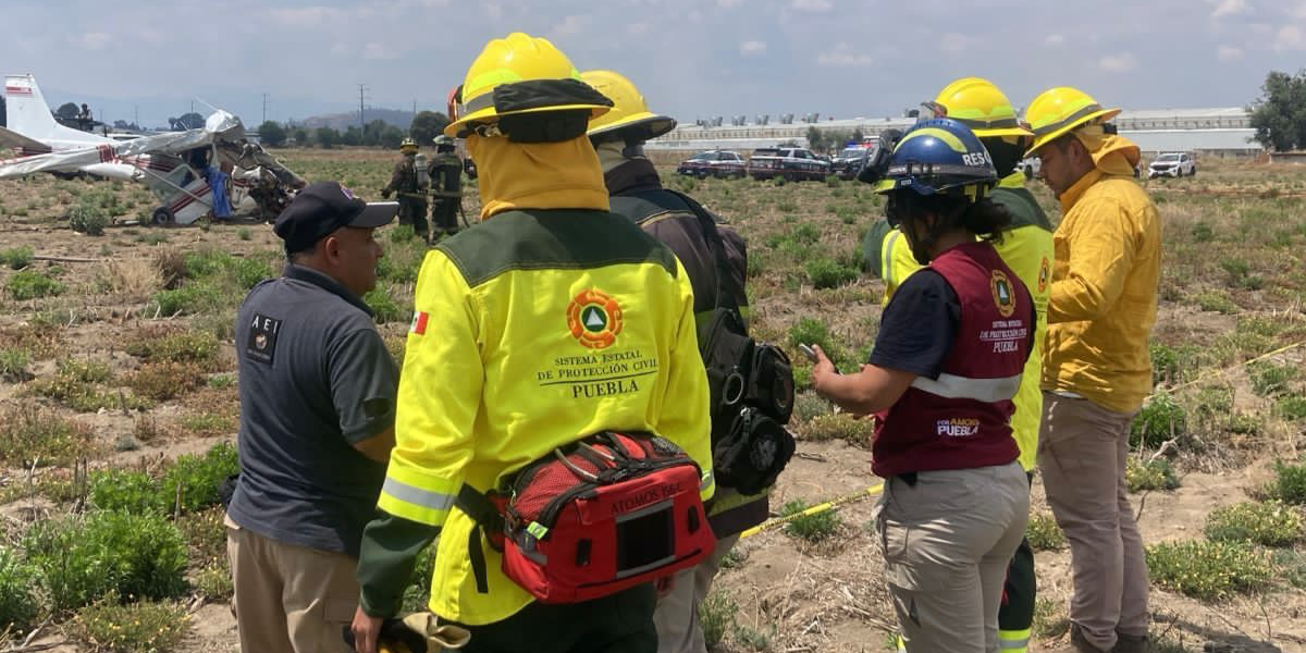 Protección Civil labora en accidente de aeronave