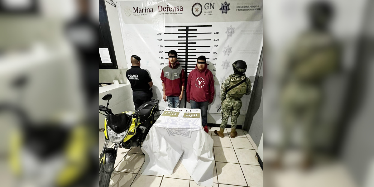 POLICÍA DE TEXMELUCAN Y SECRETARÍA DE MARINA DETIENEN A DOS MASCULINOS POR PRESUNTO DELITO DE DAÑOS CONTRA LA SALUD