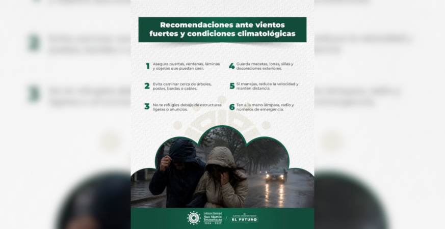 GOBIERNO DE TEXMELUCAN EMITE RECOMENDACIONES PREVENTIVAS ANTE LA TEMPORADA DE LLUVIAS