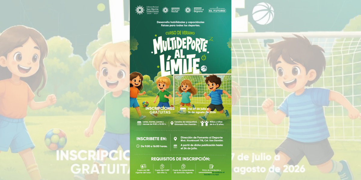 GOBIERNO DE TEXMELUCAN IMPULSA EL DESARROLLO INFANTIL CON EL CURSO DE VERANO “MULTIDEPORTE AL LÍMITE”