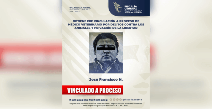 Obtiene FGE vinculación a proceso de médico veterinario por delitos contra los animales y privación de la libertad