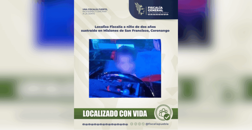Localiza FGE a niño de dos años sustraído en Misiones de San Francisco