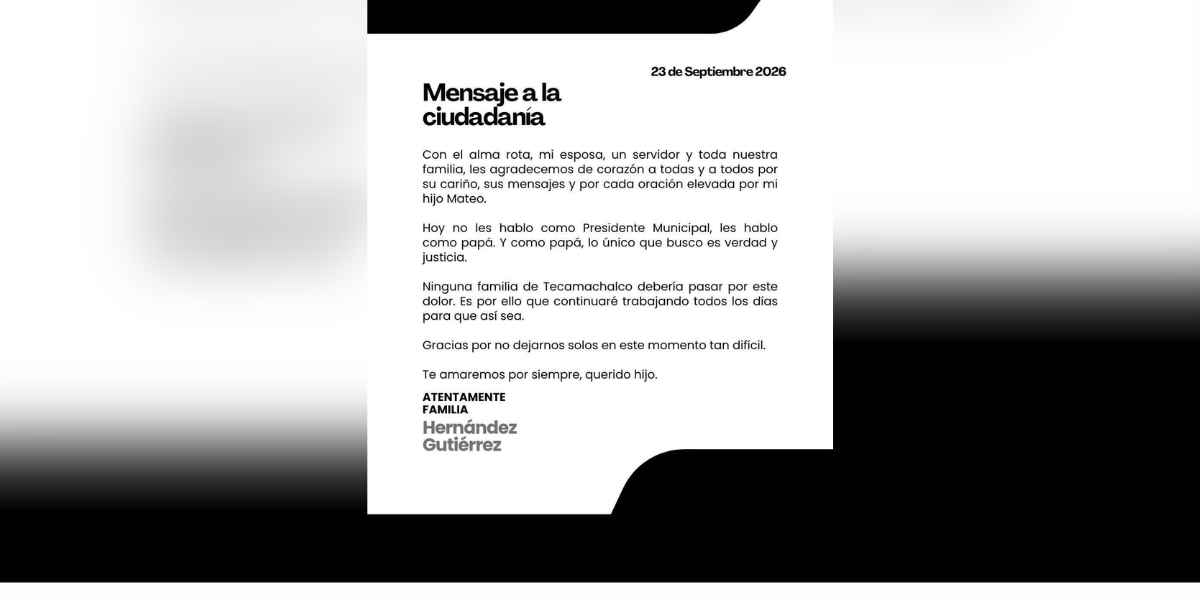 Alcalde de Tecamachalco fija postura tras fallecimiento de su hijo